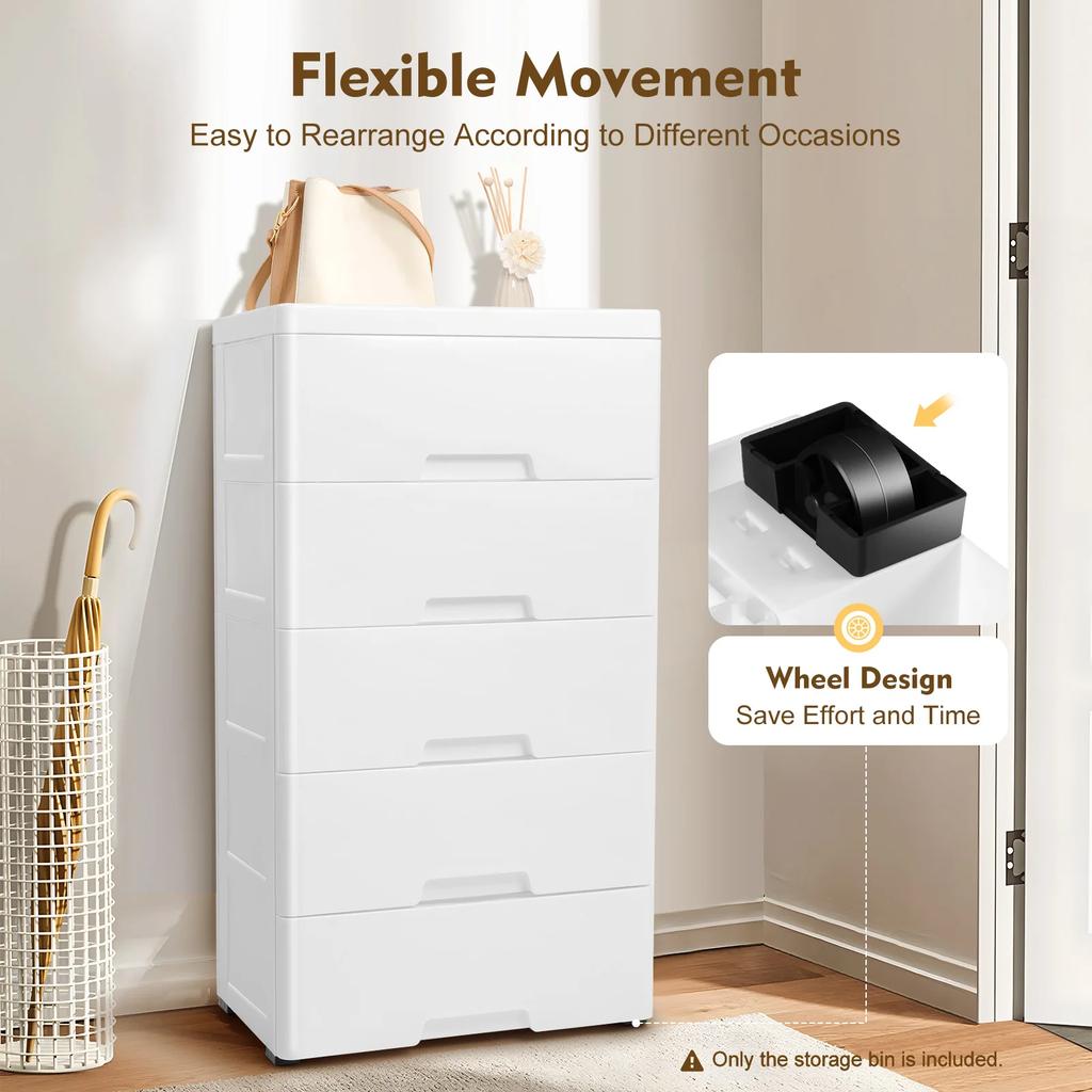 Bymaocar 5-layers White Plastic Drawers Dressing Table Stackable Vertical Storage Cabinet Bedroom Small Wardrobe Home Furniture