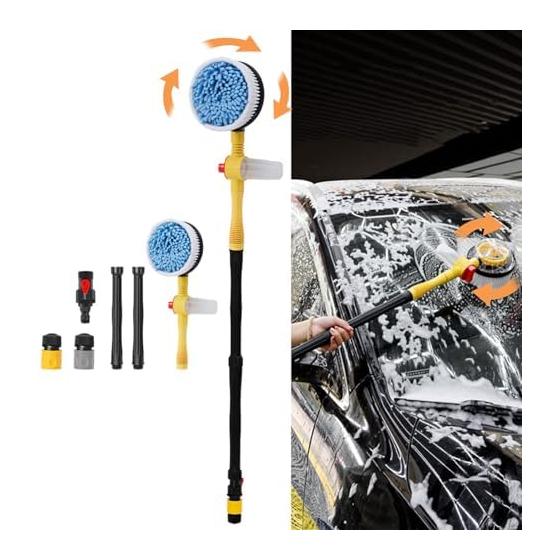 Automatic Rotating Car Wash Brush, Car Wash Mop, No Power Needed, Automatic Foaming, High Pressure Washing, Retractable Car Wash Goods, Soft Head,