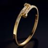 Edelstahl Damen Zirkonium Titan Steckerarmband - Dreifarbiges Design