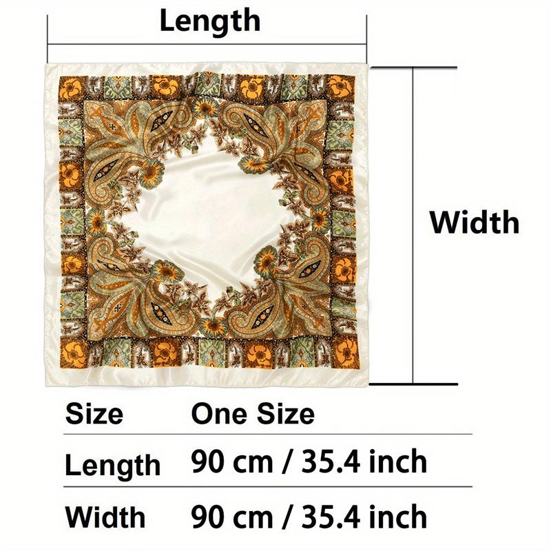 90x90CM Luxury Design Square Scarf for Women Silk Shawl Satin Neckerchief Female Headband Hair Bands Print Foulard Hijab Wraps