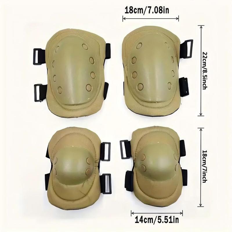 A set of Four Knees and Elbows,Airsoft Knee Elbow Protective Pads Combat Paintball Skate Outdoor Sports Safety Guard Gear