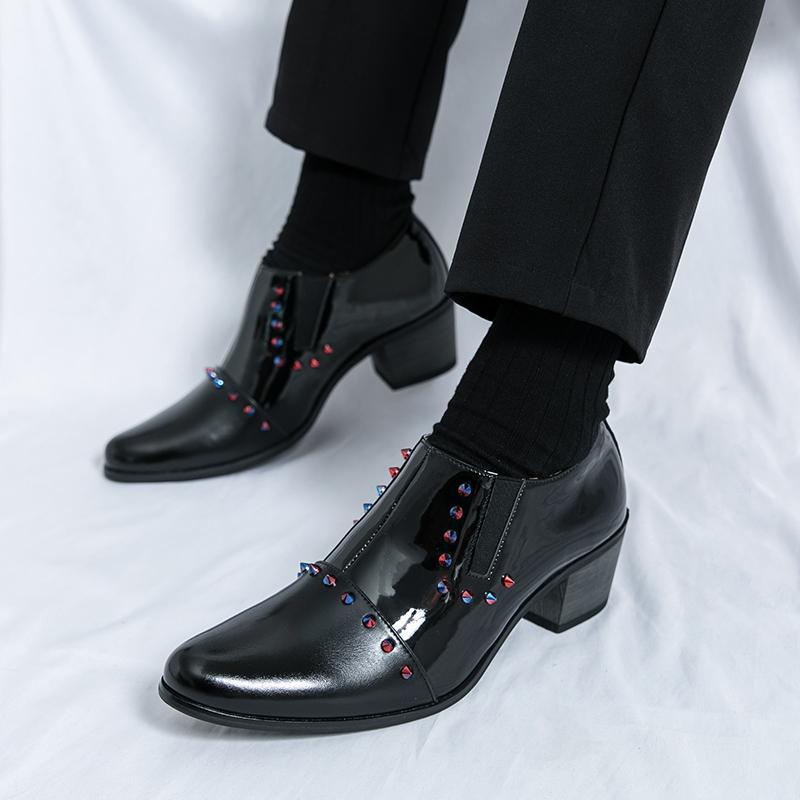 

Men s Year Men s Shoes Fashion Casual Pointed Leather Shoes Business Height Increase Dress High Heel Leather 46 чорний