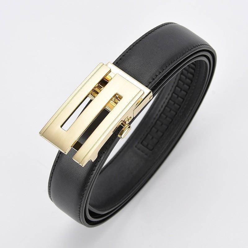 

Retro Young Style Business Casual Leather Belt Mens Belt Automatic Buckle Gold S
