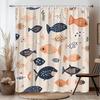 Fish Shower Curtain Cartoon Fish In Beige, Blue & Orange, Whimsical Ocean Pattern Bath Curtain For Kids And Modern Home Decor