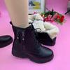 Martin boots thick-soled new autumn and winter soft leather velvet medium heel short boots thickened warm cotton boots