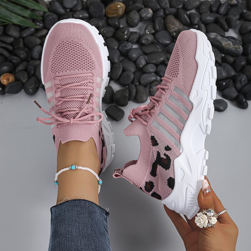 Women'S Shoes, Women'S Sports Shoes New Trendy Mesh Breathable Leopard Print Casual Sports Shoes