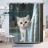Cute Ragdoll Cat Peeking from Towel Blue Gradient Waterproof Shower Curtain