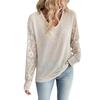 Spring Elegant Women's Solid Color V-neck Lace Splicing Long-sleeved T-shirt Tops Women Versatile Closet Essential Fashion Items Shirt