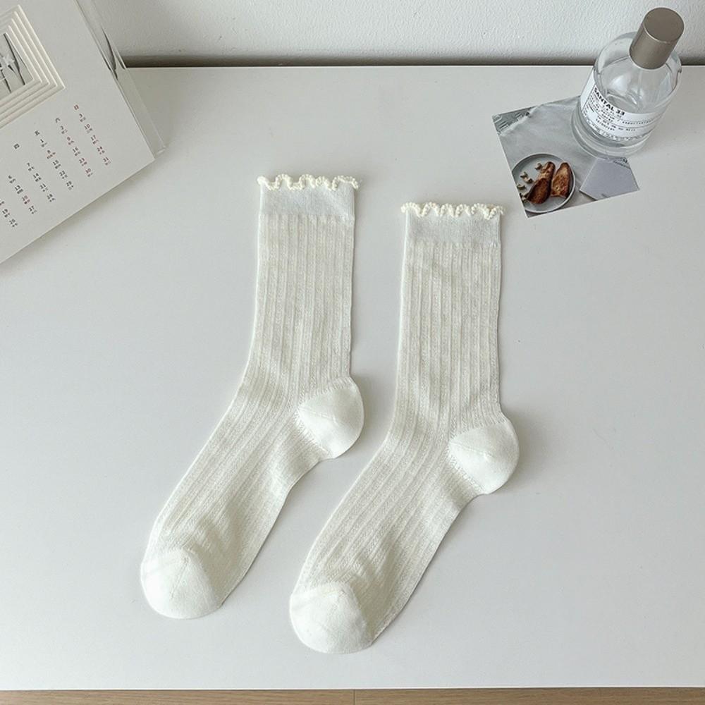 Spitze Netz Mid-Tube Socken Aushöhlen Rüschen Baumwollsocken Süße Lolita Socken Prinzessinnenstil