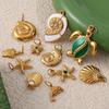 18K Gold Plated Starfish & Conch Pendant: Beachy, Irregular Shell Design Necklace In Stainless Steel