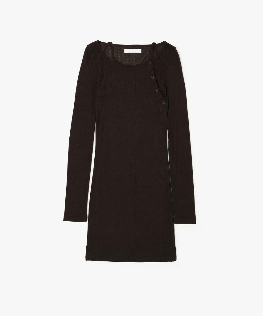 Plack Woman String Detail Layered Dress Brown