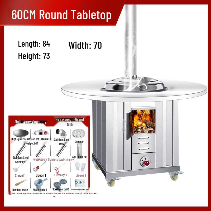 Portable Stainless Steel Wood Stove for Outdoor Cooking