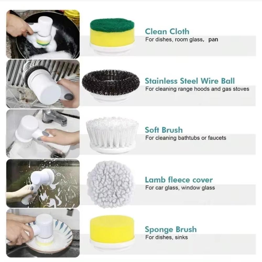 Electric Spin Scrubber Cordless Spin Scrubber with Replaceable Brush Heads Electric Cleaning Brush Cleaning Tools for Car Home