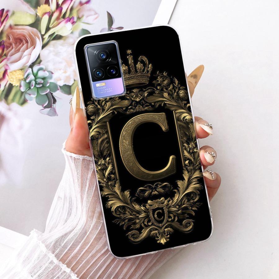 For Vivo V21e V2061 Y73 2021 Case Initial Letter Silicone Protective Soft Back Cover Case For VivoV21e 5G Case V2055 Phone Funda