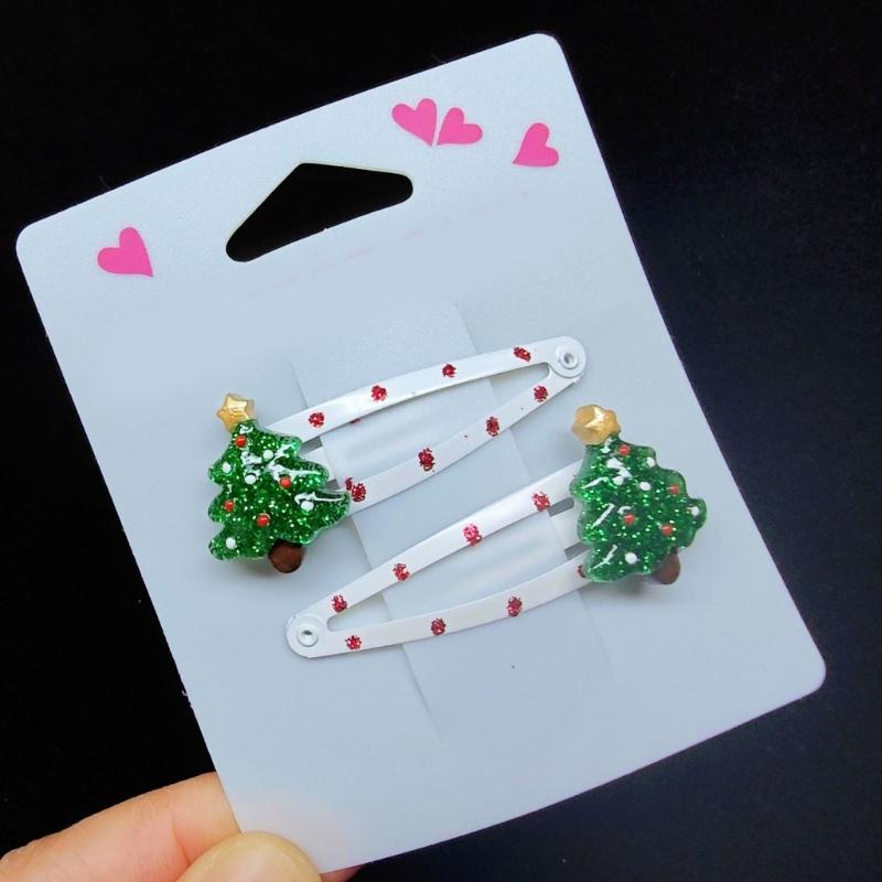 Lovely Christmas Hair Clip Sequined Nonslip Strong Clip Santa/Tree Decors For Christmas Holiday Hair Styling Accessories