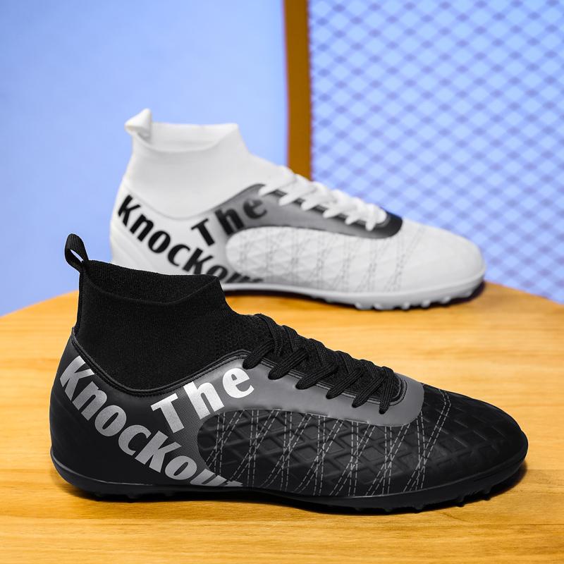 31-48 High Top High Quality Youth Soccer Shoes Broken Studs Men's Lace-up Rubber Soft Sole Big Size Soccer Boots