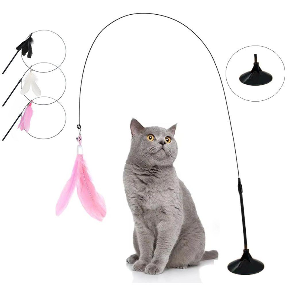 

Detachable Cats Toys With Bell Feathers Wand New Kitten Toys Cat Accesorios рожевий