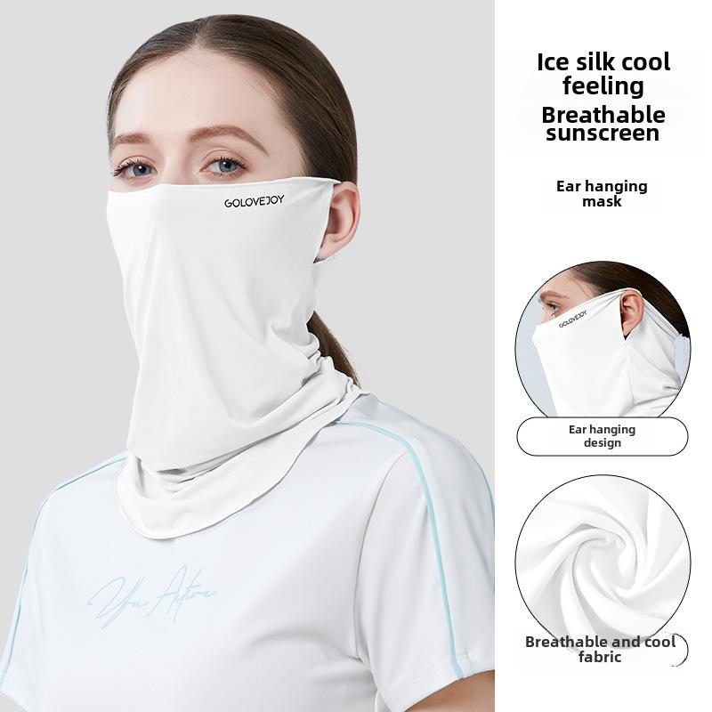 Women's Summer Cycling Sun Protection Ice Silk Mask with Ear Loops and Neck Coverage - XTJ27