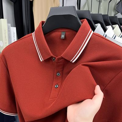 Summer Men's Polo Shirt Lapel Short-sleeved High-end Cotton High-end Business Splicing T-shirt