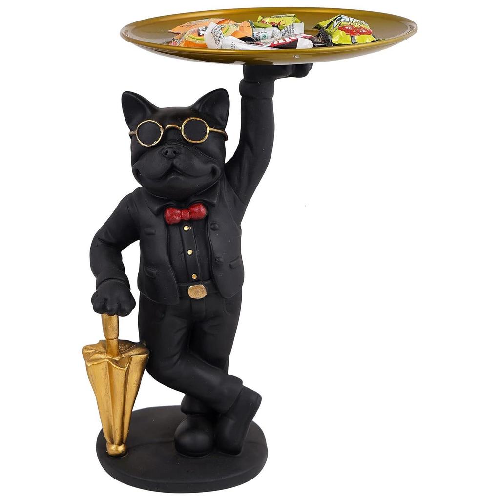 Dog Showpiece for Home Decor Showpiece (11 Inch, Black), Silk(Resin)