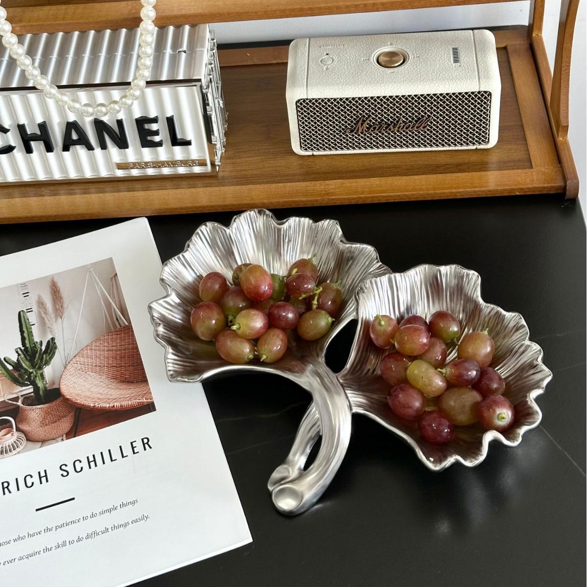 

Высококлассная фруктовая тарелка в виде листа гинкго для гостиной - Элегантная чаша для кофейного столика для закусок и сухофруктов