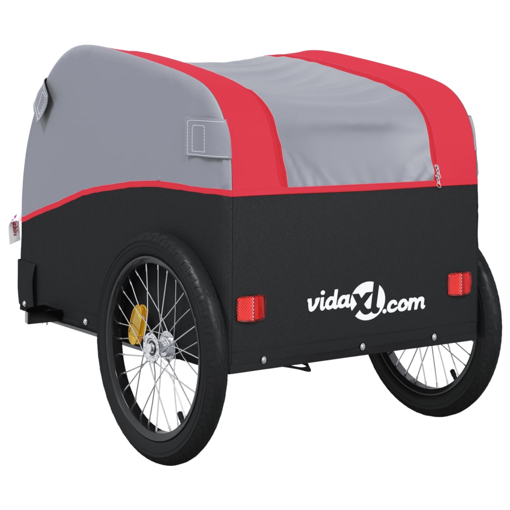 Vidaxl Przyczepka Rowerowa, Czarno-Czerwona, 45 Kg, Żelazo