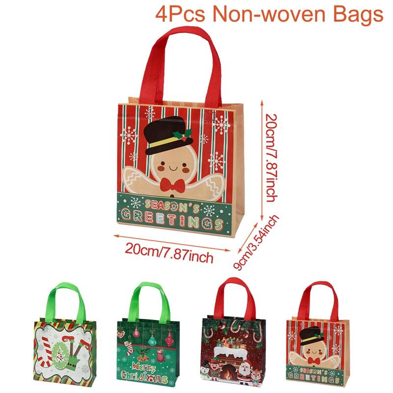 4/8pcs Christmas Gift Bag Santa Non-Woven Bag Christmas Decorations For Home 2026 Xmas Navidad Noel Gifts New Year Packaging Bag