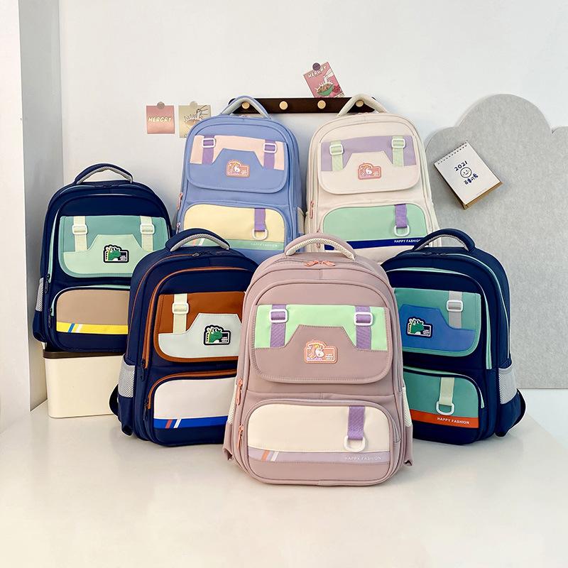 Tide Large Capacity Children'S Backpack Foreign Color Contrast Boys And Girls Backpack Kindergarten Primary School Bag