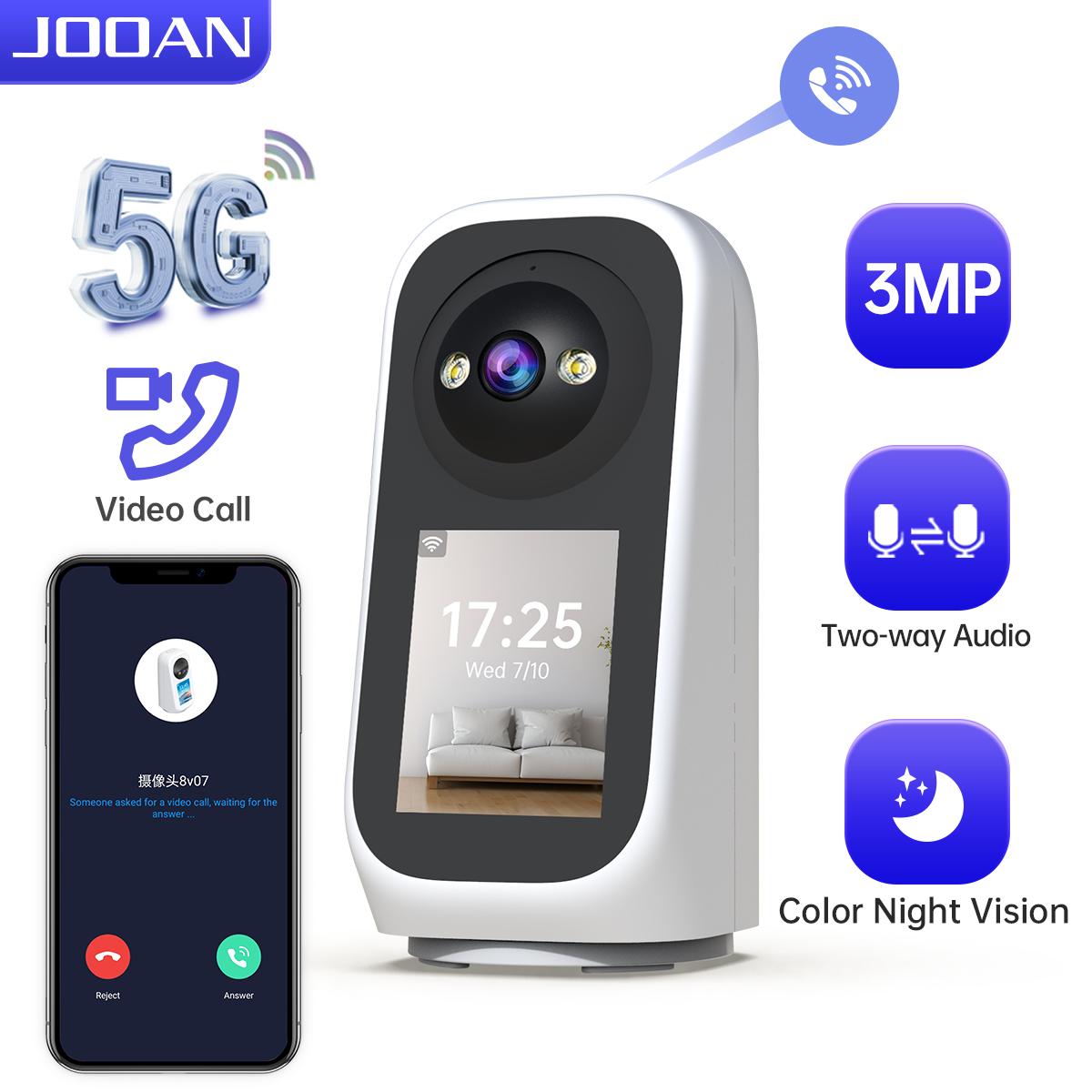 

JOOAN 3MP PTZ 5G Wifi Camera HD 2.8” Touch Screen Baby Monitor Smart Home Security Color Night Two Way Audio Wireless IP Camera 3MP No Card