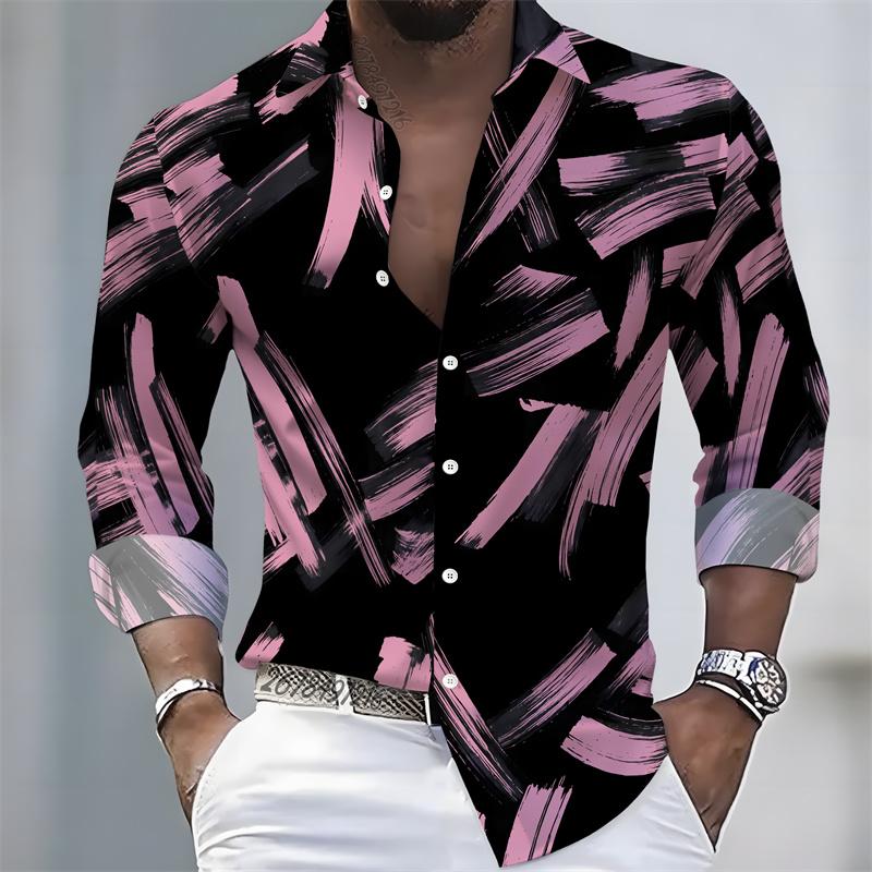 2026 New Men's Shirt Fashion Printed Long Sleeve Shirt Trendy Collar Single breasted Fashion Casual Men's Top S-6XL