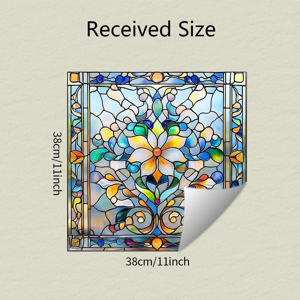 Double-sided Colored Retro-patterned Balcony Glass Window Beautification and Decoration Electrostatic Window Stickers