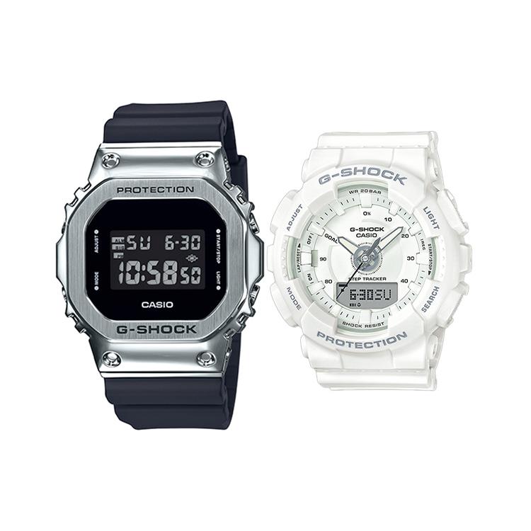 CASIO Unisex Pair Table Series Black Watch GM-5600-1+GMA-S130-7AER