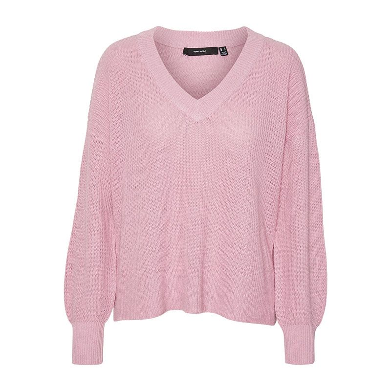 Pull zia vert gris col V manches longues Femme VERO MODA