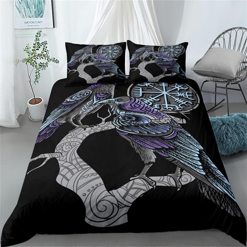 Three-Piece Viking Scandinavian Cultural Myth Quilt Cover