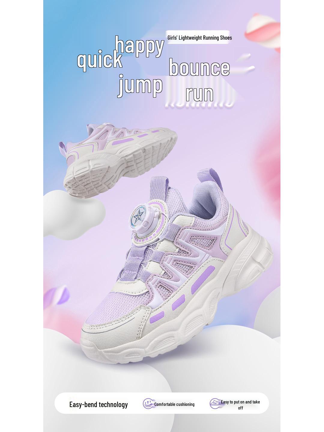 

Girls 2024 Spring/Autumn Non-slip Soft Sole Mesh Running Shoes for Big Kids 36