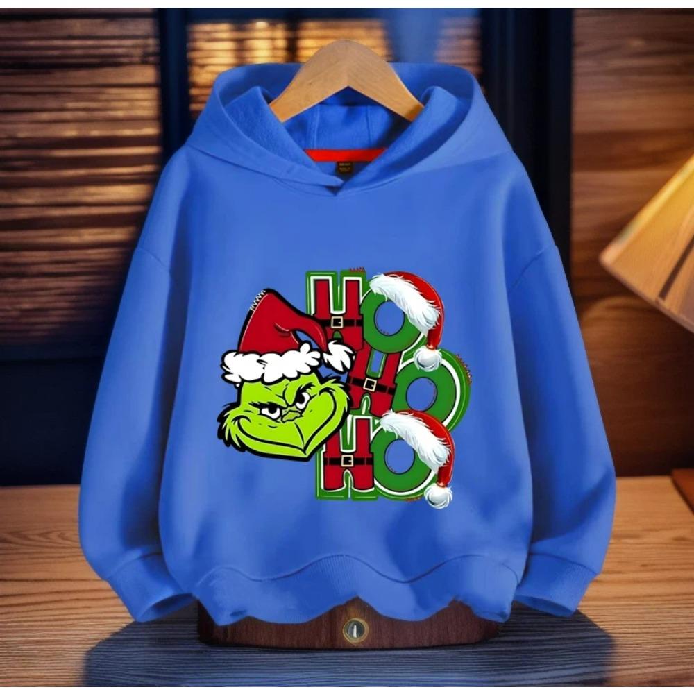 Fashion Men Women's Hoodies Christmas Green Monster Print Pullover Top Cartoon Casual Sweatshirt Kids Hoodies Long Sleeve Clothing