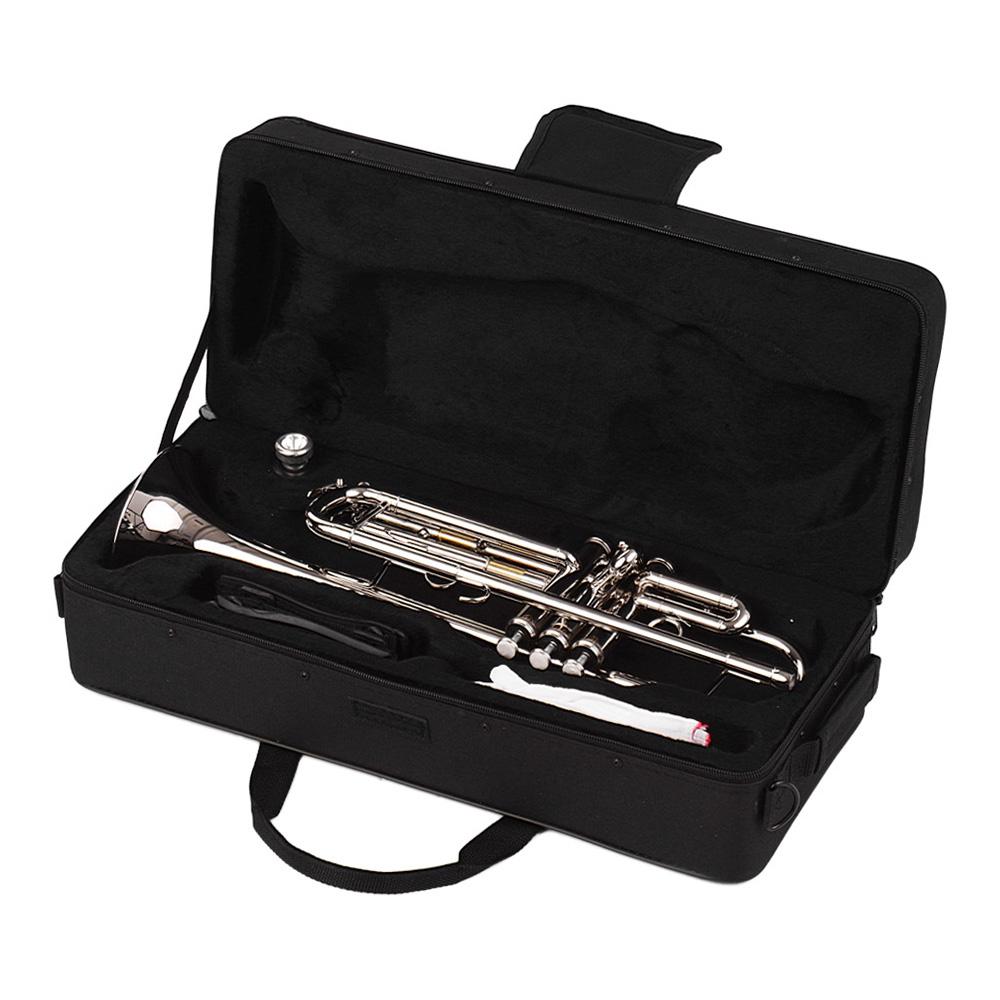Standard Bb Trumpet Brass Material Nickle Plated Wind Instrument with Mouthpiece Carry Bag Gloves Cleaning Cloth