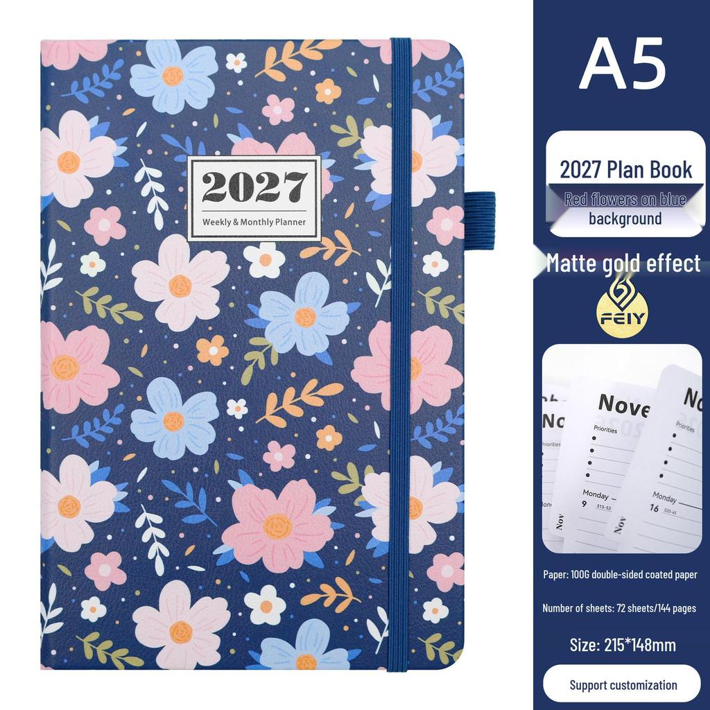 2027 English Weekly Planner A5 Schedule Book - Efficient Planning Notebook with Custom Logo