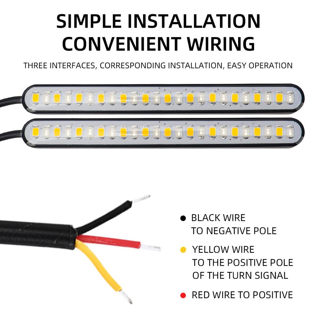 2x 24SMD LED Motorcycle Light Bar Strip Rear Tail Brake Stop Lamp License Plate Lights Flowing Turn Signal Indicators Universal