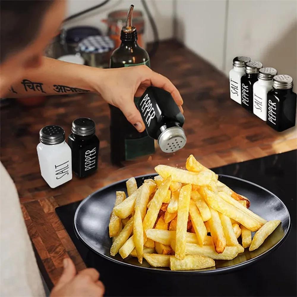 1pc Glass Bottles Salt Pepper Shaker Condiment Storage Container Seasoning Dispenser for Home Kitchen Restaurant