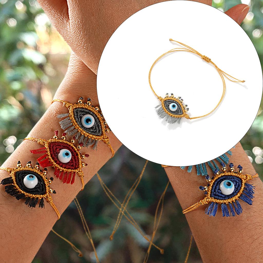 White Glass Bead Eye Charm Adjustable Bracelet For Couples DIY Jewelry Dopamine Inspired Design Wristchain