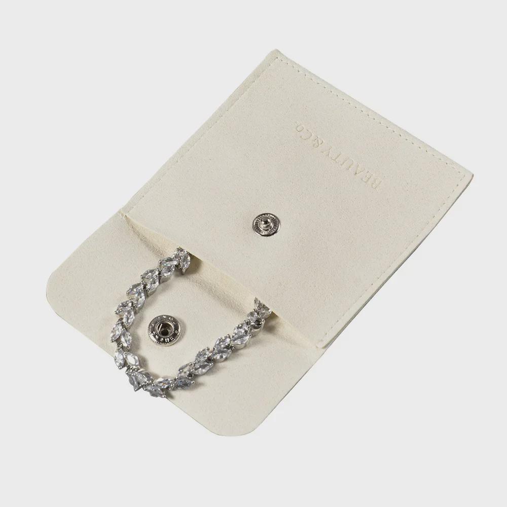 High-End Luxury Snap Button Microfiber Jewelry Storage Bag