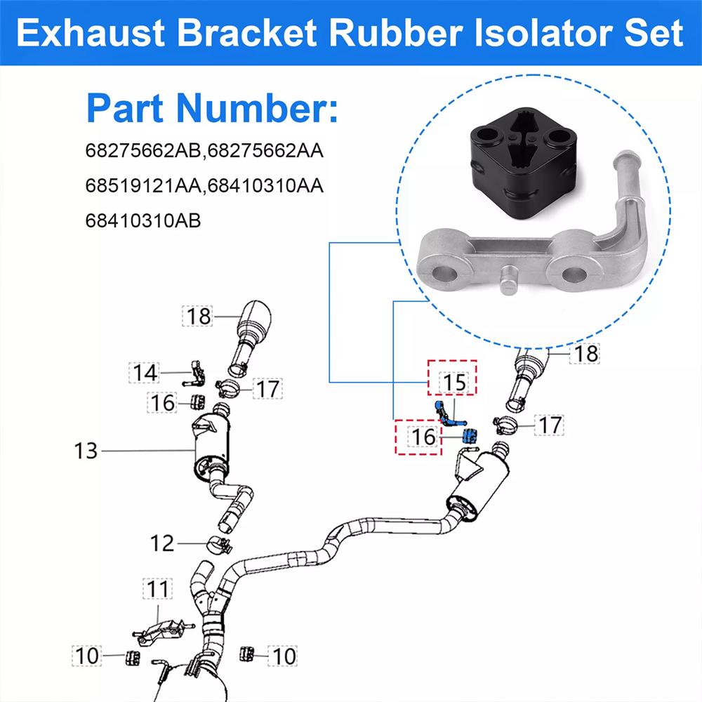 Kipufogódob tartó szigetelő készlet Ram 1500 2019-2025 68275662AB 68275662AA