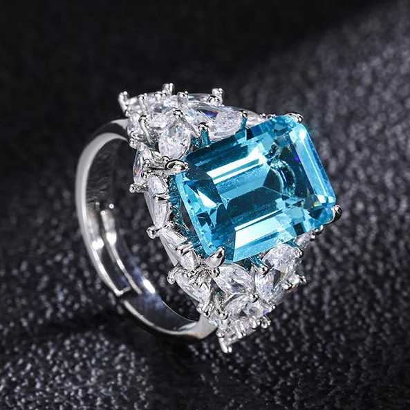 

SACE GEMS, классический ретро-стиль, медный сплав, 10*14 мм, кольцо с синим цирконием, женские украшения, свадебное обещание, подарок для вечеринки open