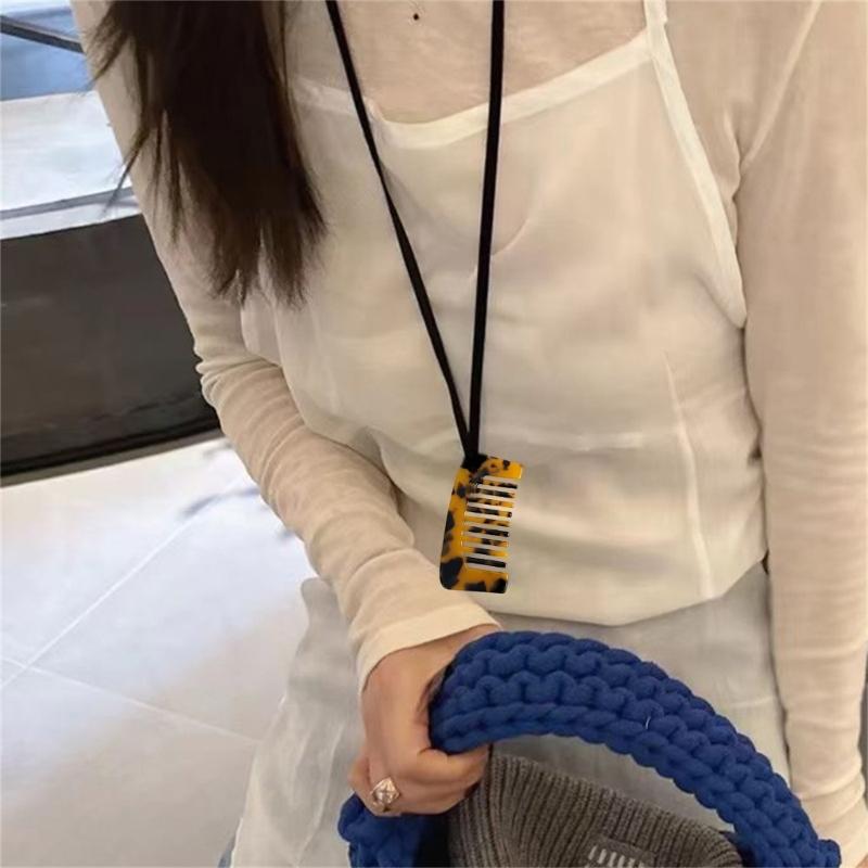Fashionable Comb Pendant Necklace Unique Comb Shaped Necklace in Long Rope Elegant Neck Jewelry For Stylish Women