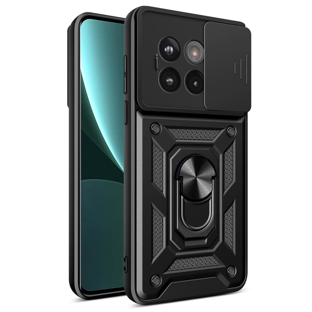 AMORUS Kickstand Case for OnePlus 13R 5G/Ace 5 5G/Ace 5 Pro 5G PC+TPU Phone Cover with Camera Lens Slider