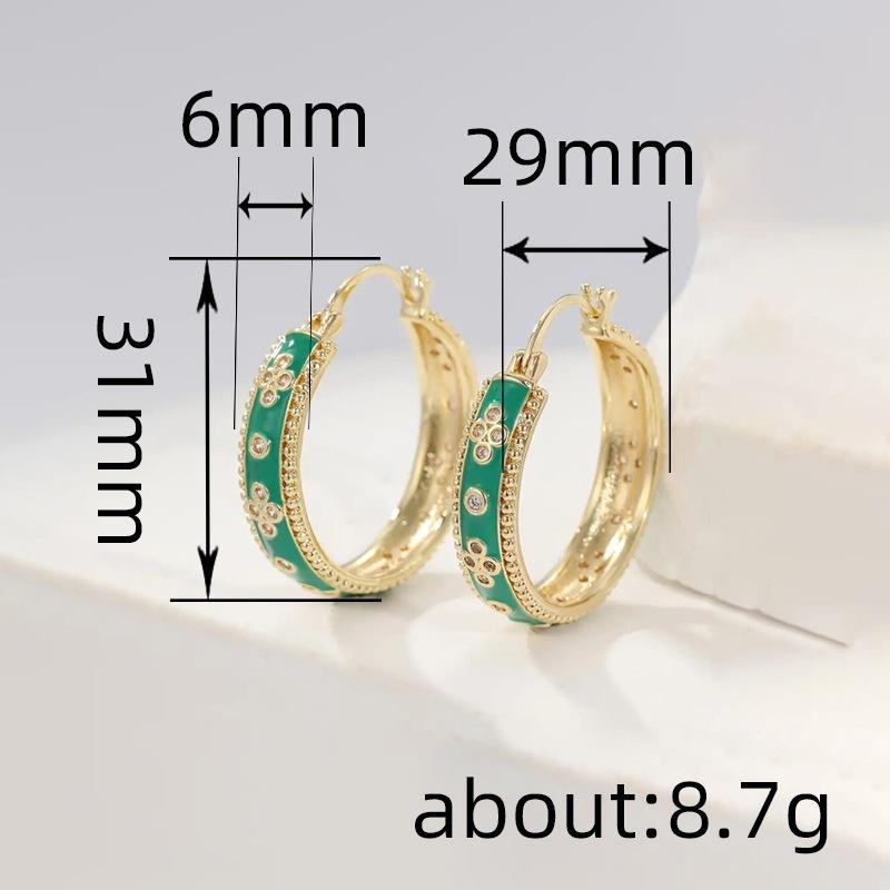 Elegant Court Style Enamel Hoops Earrings Women's Elegant Temperament Party Banquet Earrings Charm Jewelry