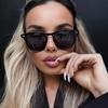 2pcs Brand Sunglasses Women Men Classical Desginer Sun Glasses Black Brand Design Rivet Cateye Female Shades Eyeglasses UV400