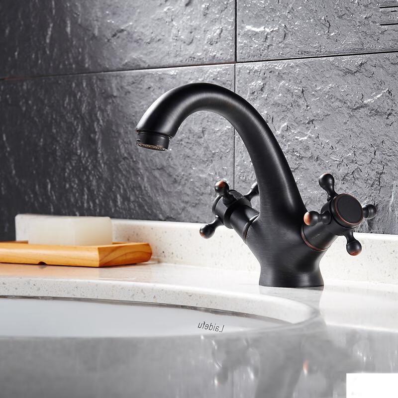 Antique Black Single-Hole Hot & Cold Basin Faucet
