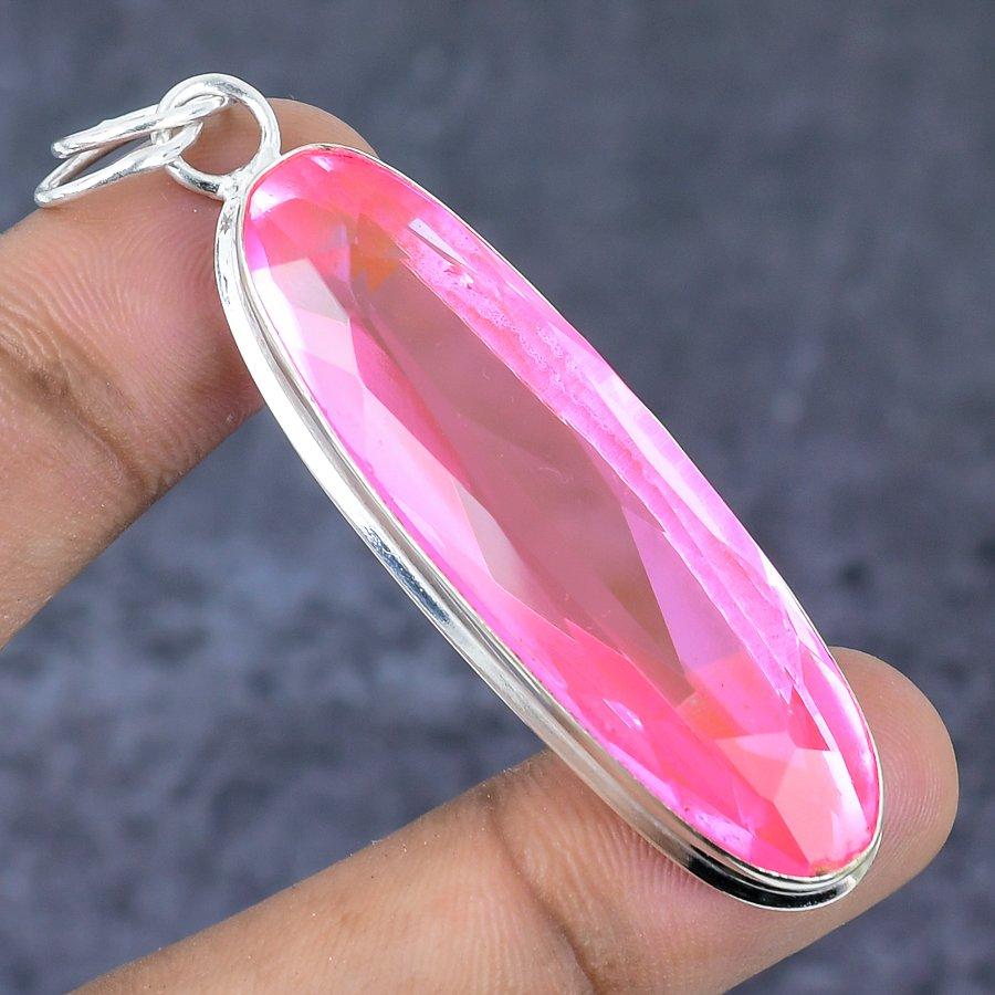 Garnet Gemstone Handmade 925 Sterling Silver Jewelry Pendant 2.09" b0s82